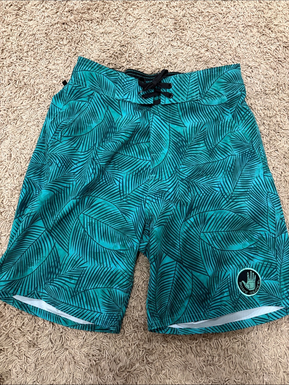 Body Glove Teal Palm-Leaf Swim Board Shorts